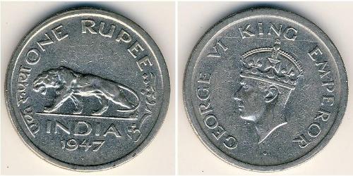 1 Rupee Raj Britannico (1858-1947) Nichel Giorgio VI (1895-1952)