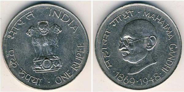 1 Rupee Inde (1950 - ) Nickel Mahatma Gandhi