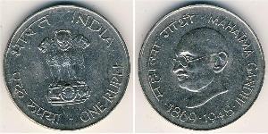 1 Rupee India (1950 - ) Nickel Mahatma Gandhi