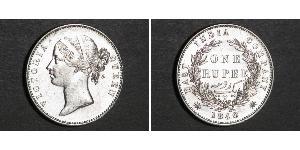 1 Rupee Compañía Británica de las Indias Orientales (1757-1858) Plata Victoria (1819 - 1901)