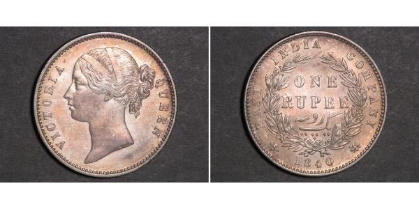 1 Rupee Compañía Británica de las Indias Orientales (1757-1858) Plata Victoria (1819 - 1901)