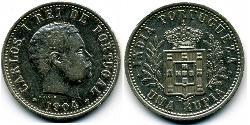1 Rupee India portuguesa (1510-1961) Plata Carlos I de Portugal (1863-1908)