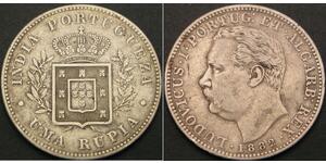 1 Rupee India portuguesa (1510-1961) Plata 