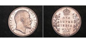 1 Rupee Raj Británico (1858-1947) Plata Eduardo VII (1841-1910)