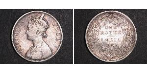 1 Rupee Raj Británico (1858-1947) Plata Victoria (1819 - 1901)