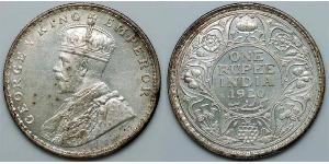 1 Rupee Raj Británico (1858-1947) Plata Jorge V (1865-1936)