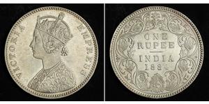 1 Rupee Raj Británico (1858-1947) Plata Victoria (1819 - 1901)