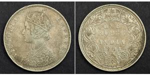 1 Rupee Raj Británico (1858-1947) Plata Victoria (1819 - 1901)