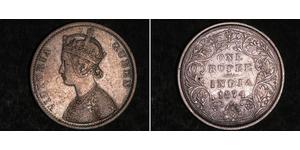 1 Rupee Raj Británico (1858-1947) Plata Victoria (1819 - 1901)