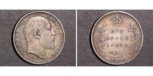 1 Rupee Raj Británico (1858-1947) Plata Eduardo VII (1841-1910)