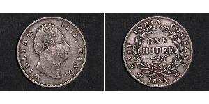 1 Rupee Raj Británico (1858-1947) Plata Guillermo IV (1765-1837)