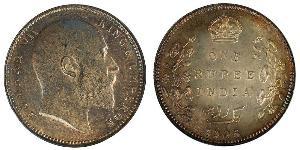 1 Rupee Raj Británico (1858-1947) Plata Eduardo VII (1841-1910)