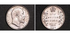 1 Rupee Raj Británico (1858-1947) Plata Eduardo VII (1841-1910)