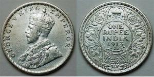 1 Rupee Raj Británico (1858-1947) Plata Jorge V (1865-1936)