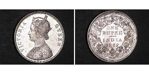 1 Rupee Raj Británico (1858-1947) Plata Victoria (1819 - 1901)