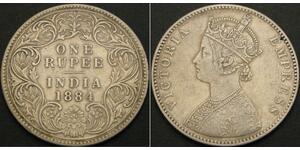 1 Rupee Raj Británico (1858-1947) Plata Victoria (1819 - 1901)