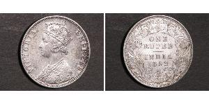 1 Rupee Raj Británico (1858-1947) Plata Victoria (1819 - 1901)