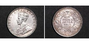 1 Rupee Raj Británico (1858-1947) Plata Jorge V (1865-1936)