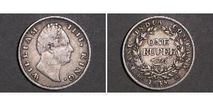 1 Rupee Raj Británico (1858-1947) Plata Guillermo IV (1765-1837)