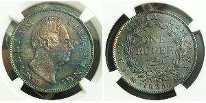 1 Rupee Raj Británico (1858-1947) Plata Guillermo IV (1765-1837)