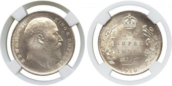 1 Rupee Raj Británico (1858-1947) Plata Eduardo VII (1841-1910)