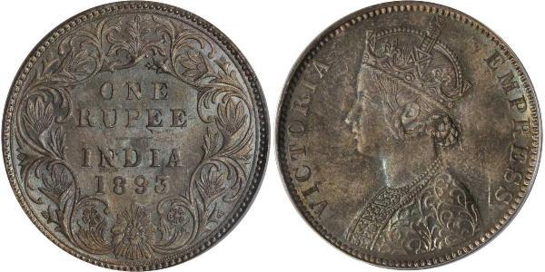 1 Rupee Raj Británico (1858-1947) Plata Victoria (1819 - 1901)
