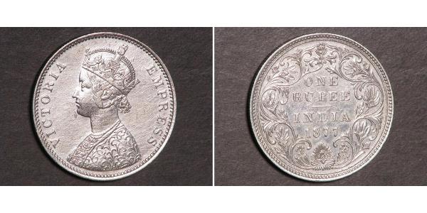 1 Rupee Raj Británico (1858-1947) Plata Victoria (1819 - 1901)