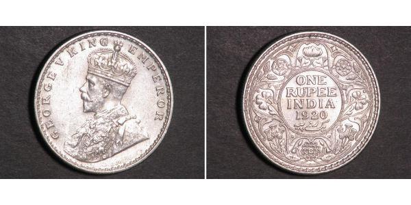 1 Rupee Raj Británico (1858-1947) Plata Jorge V (1865-1936)