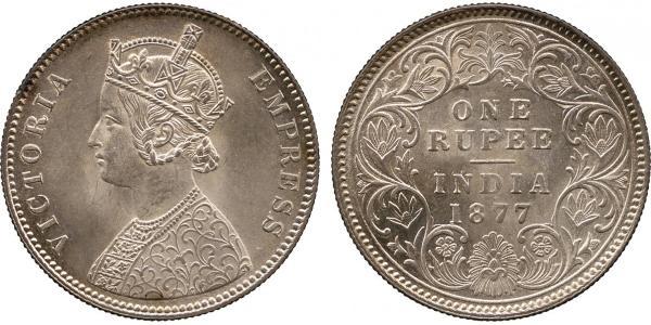 1 Rupee Raj Británico (1858-1947) Plata Victoria (1819 - 1901)