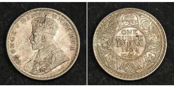 1 Rupee Raj Británico (1858-1947) Plata Jorge V (1865-1936)