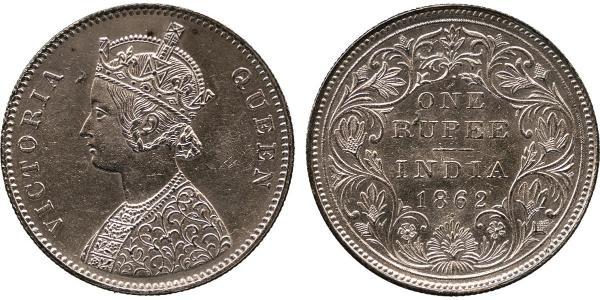 1 Rupee Raj Británico (1858-1947) Plata Victoria (1819 - 1901)