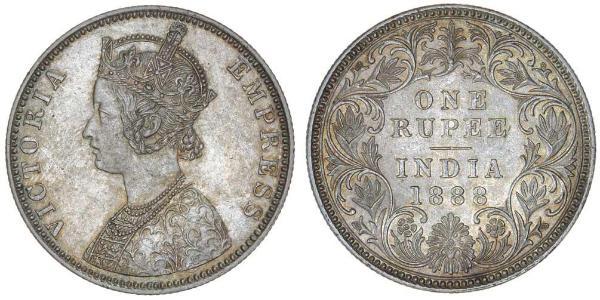 1 Rupee Raj Británico (1858-1947) Plata Victoria (1819 - 1901)