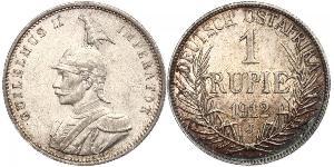 1 Rupee África Oriental Alemana (1885-1919) Plata Wilhelm II, German Emperor (1859-1941)
