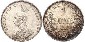 1 Rupee África Oriental Alemana (1885-1919) Plata Wilhelm II, German Emperor (1859-1941)