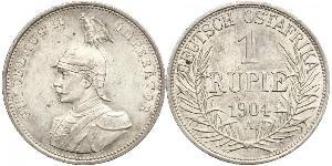 1 Rupee África Oriental Alemana (1885-1919) Plata Wilhelm II, German Emperor (1859-1941)