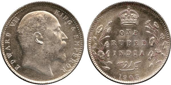 1 Rupee Britisch-Indien (1858-1947) Silber Eduard VII (1841-1910)