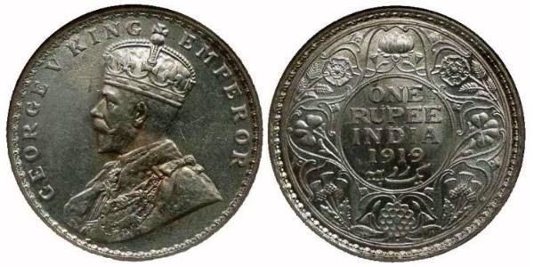 1 Rupee Britisch-Indien (1858-1947) Silber George V (1865-1936)
