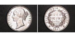 1 Rupee Britische Ostindien-Kompanie (1757-1858) Silber Victoria (1819 - 1901)