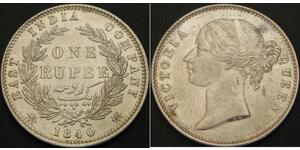 1 Rupee Britische Ostindien-Kompanie (1757-1858) Silber Victoria (1819 - 1901)