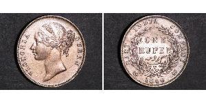 1 Rupee Britische Ostindien-Kompanie (1757-1858) Silber Victoria (1819 - 1901)