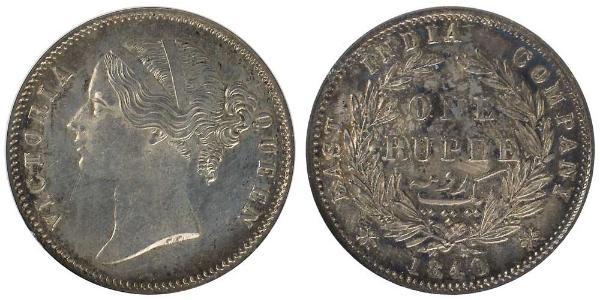 1 Rupee Britische Ostindien-Kompanie (1757-1858) Silber Victoria (1819 - 1901)