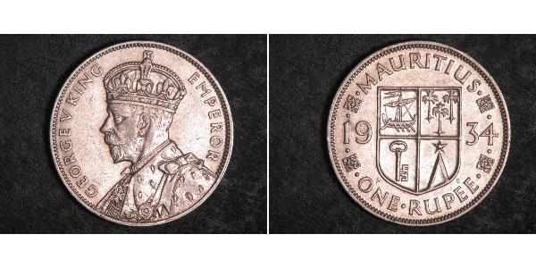 1 Rupee Mauritius Silber George V (1865-1936)