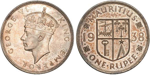 1 Rupee Mauritius Silber Georg VI (1895-1952)