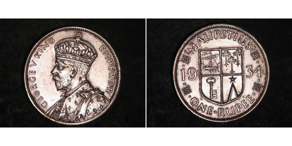 1 Rupee Mauritius Silber George V (1865-1936)