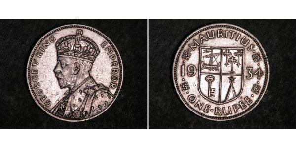 1 Rupee Mauritius Silber George V (1865-1936)
