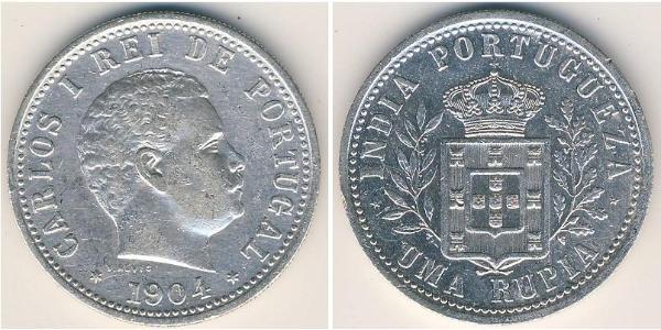 1 Rupee Portugiesisch-Indien (1510-1961) Silber  Karl I. von Portugal (1863-1908)