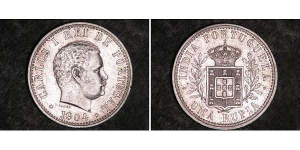 1 Rupee Portugiesisch-Indien (1510-1961) Silber  Karl I. von Portugal (1863-1908)