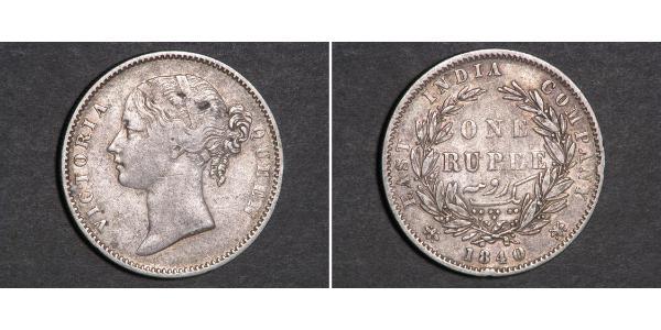 1 Rupee British East India Company (1757-1858) Silver Victoria (1819 - 1901)