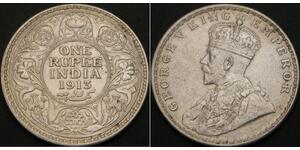 1 Rupee British Raj (1858-1947) Silver George V of the United Kingdom (1865-1936)