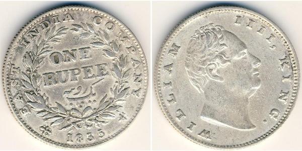 1 Rupee British Raj (1858-1947) Silver William IV (1765-1837)